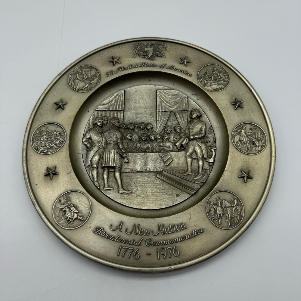 International Pewter Commemorative Plate A New Nation Bicentennial 1776-1976